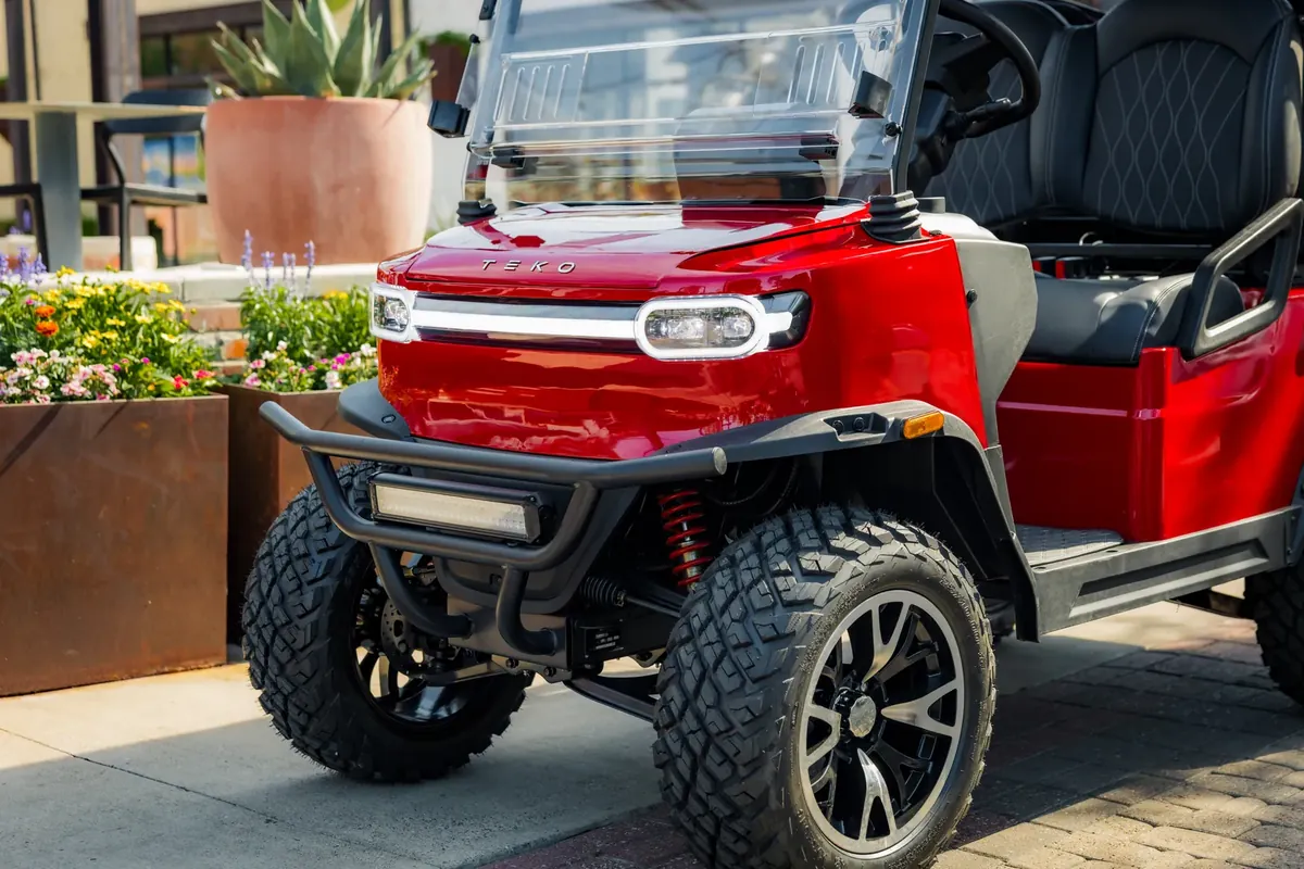 Red electric golf cart